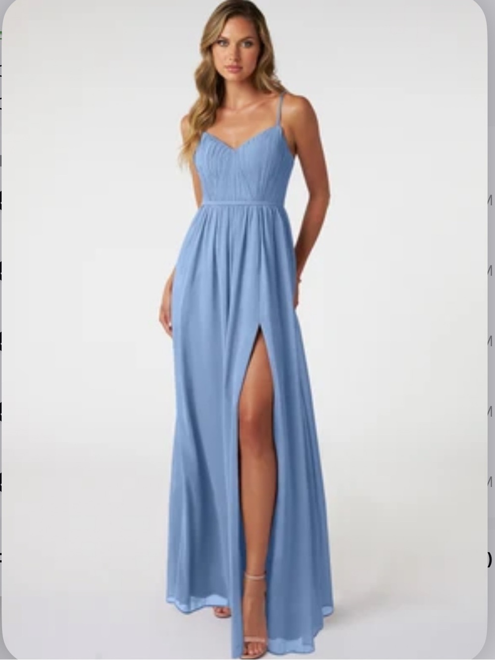 Azazie Steel Blue Bridesmaid Dress with Front Thigh Slit